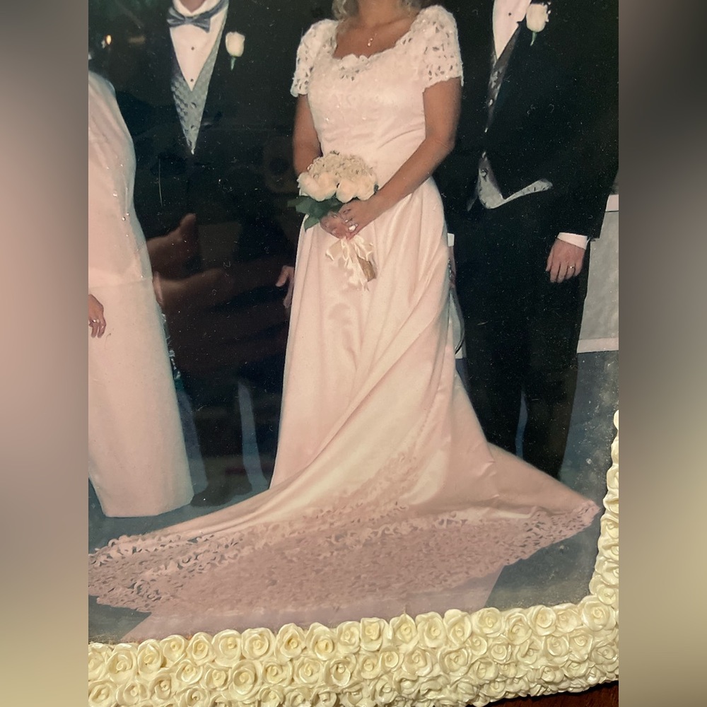Ivory wedding dress.  Buttons all the way down the back size 16 - Picture 7 of 9